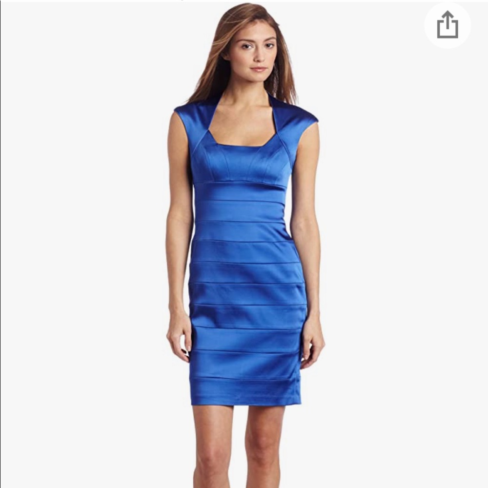 Jax bodycon, fully lined dress. Size 12 with cap sleeve, royal blue.